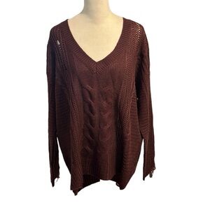Distressed v-neck knit sweater size 1X